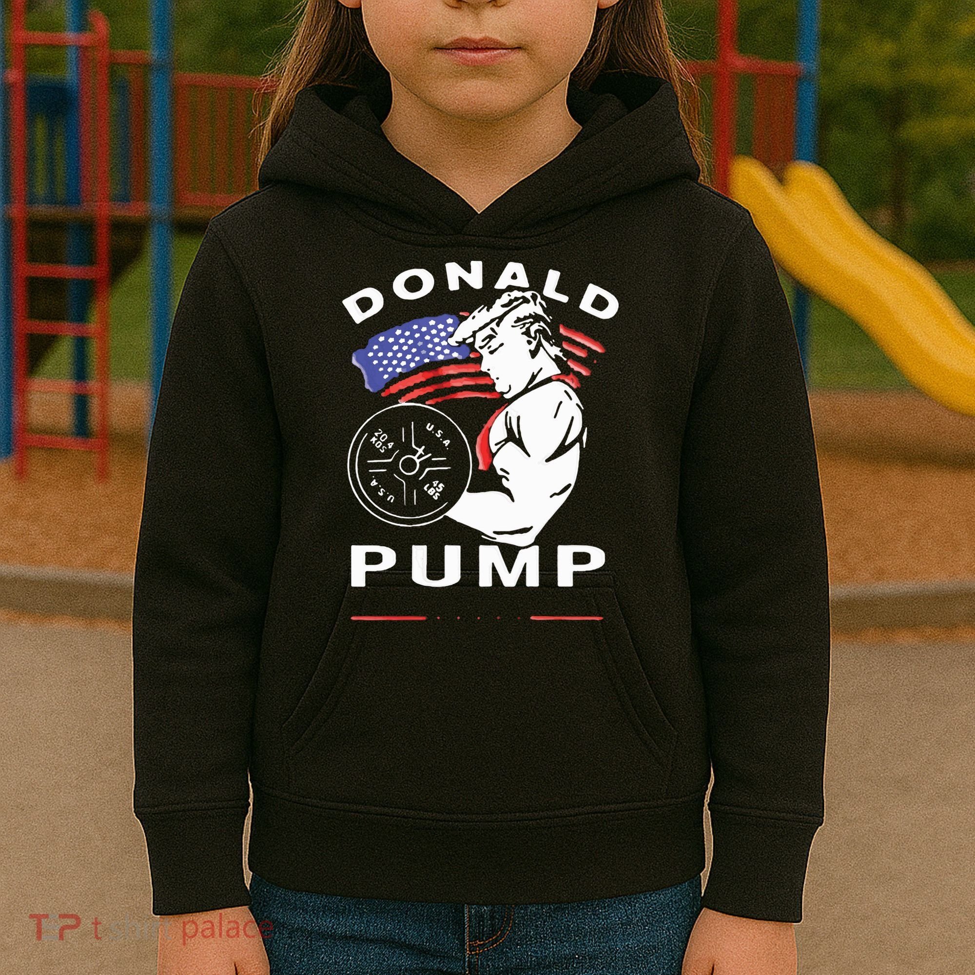 Donald Pump Gym Bodybuilder And Weightlifting Kids Hoodie