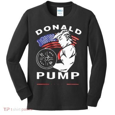 Donald Pump Gym Bodybuilder And Weightlifting Kids Long Sleeve Shirt