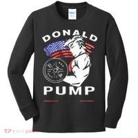 Donald Pump Gym Bodybuilder And Weightlifting Kids Long Sleeve Shirt thumb 0