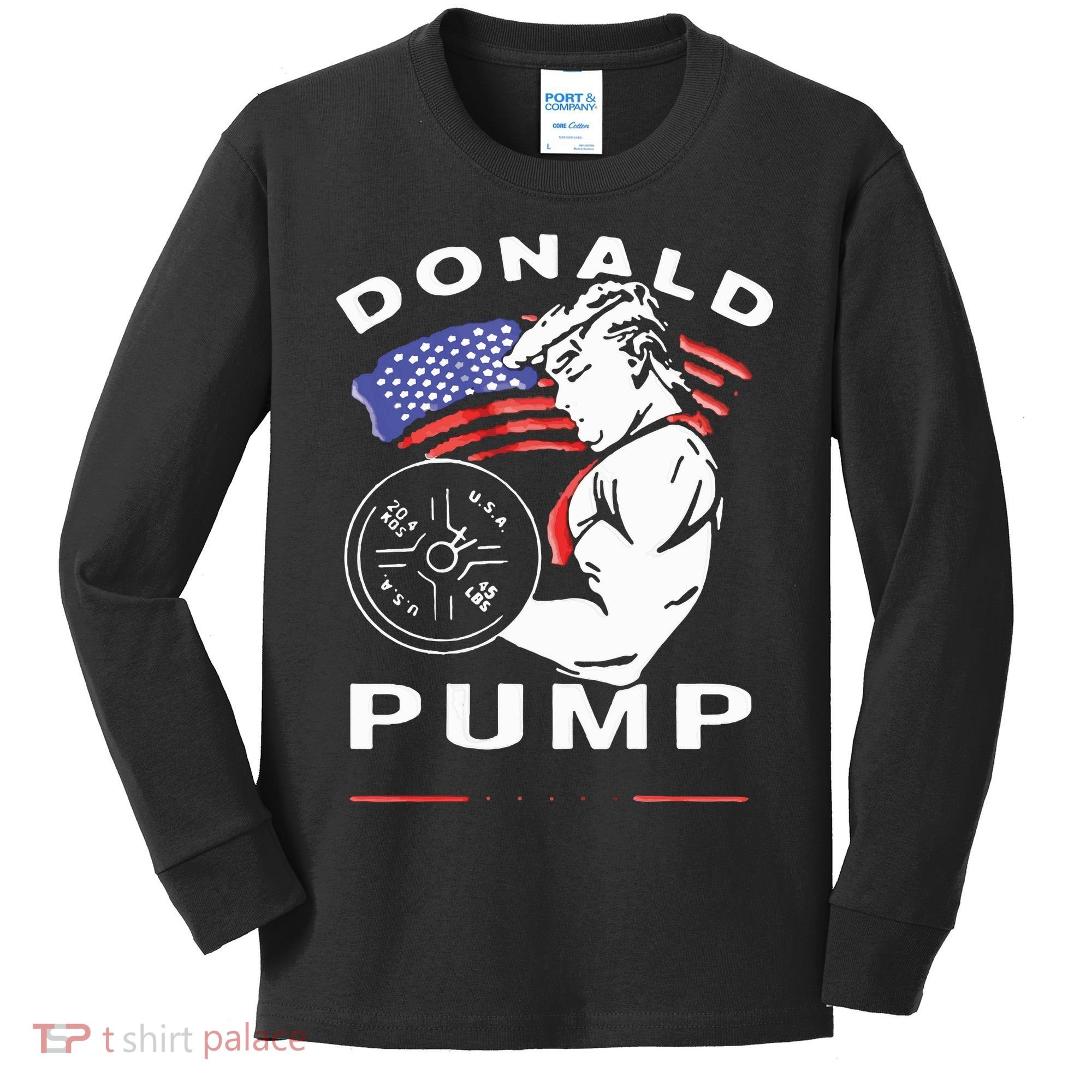 Donald Pump Gym Bodybuilder And Weightlifting Kids Long Sleeve Shirt