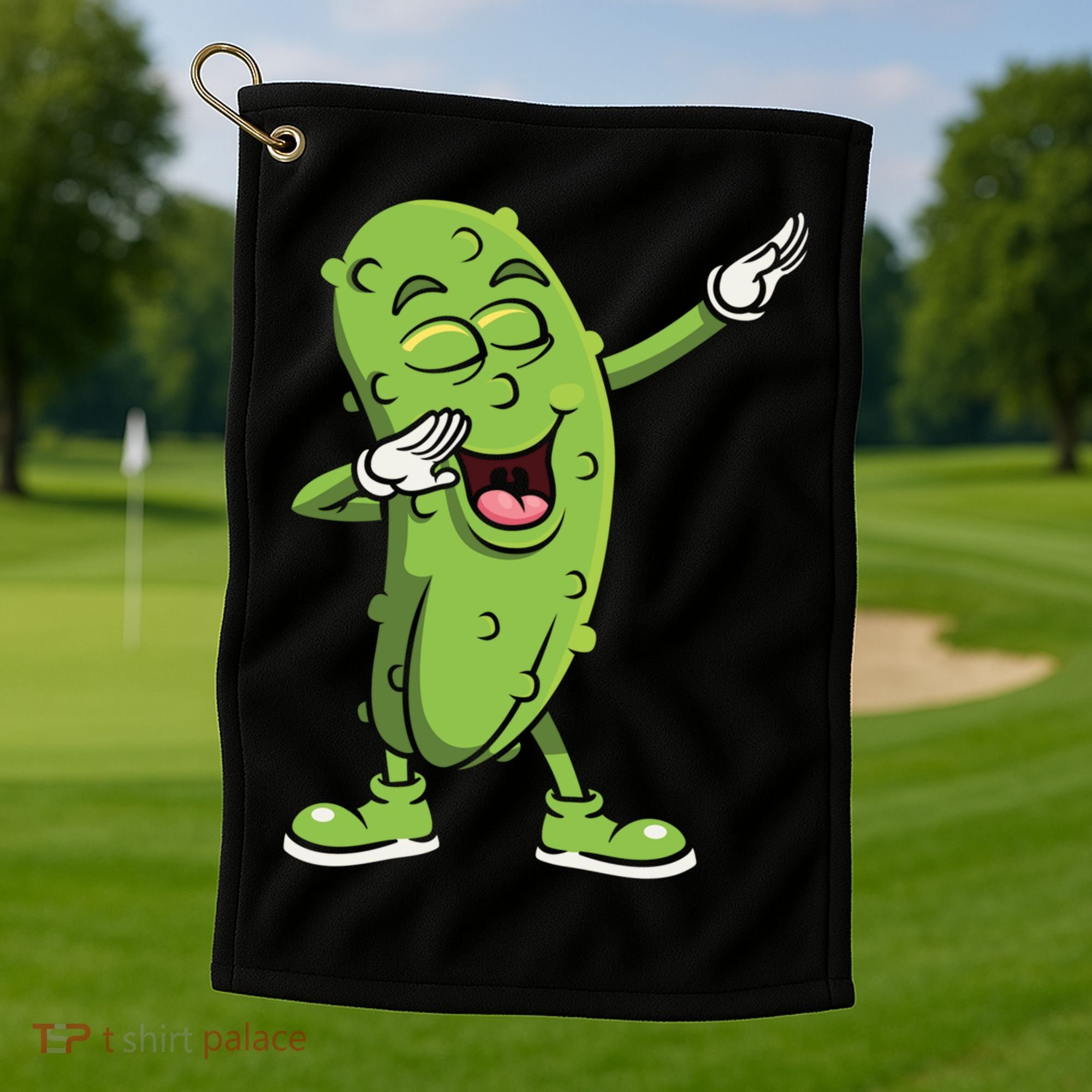 Dabbing Pickle Gift Cucumber Vegetarian Vegan Pickles Lover Gift Golf Towel
