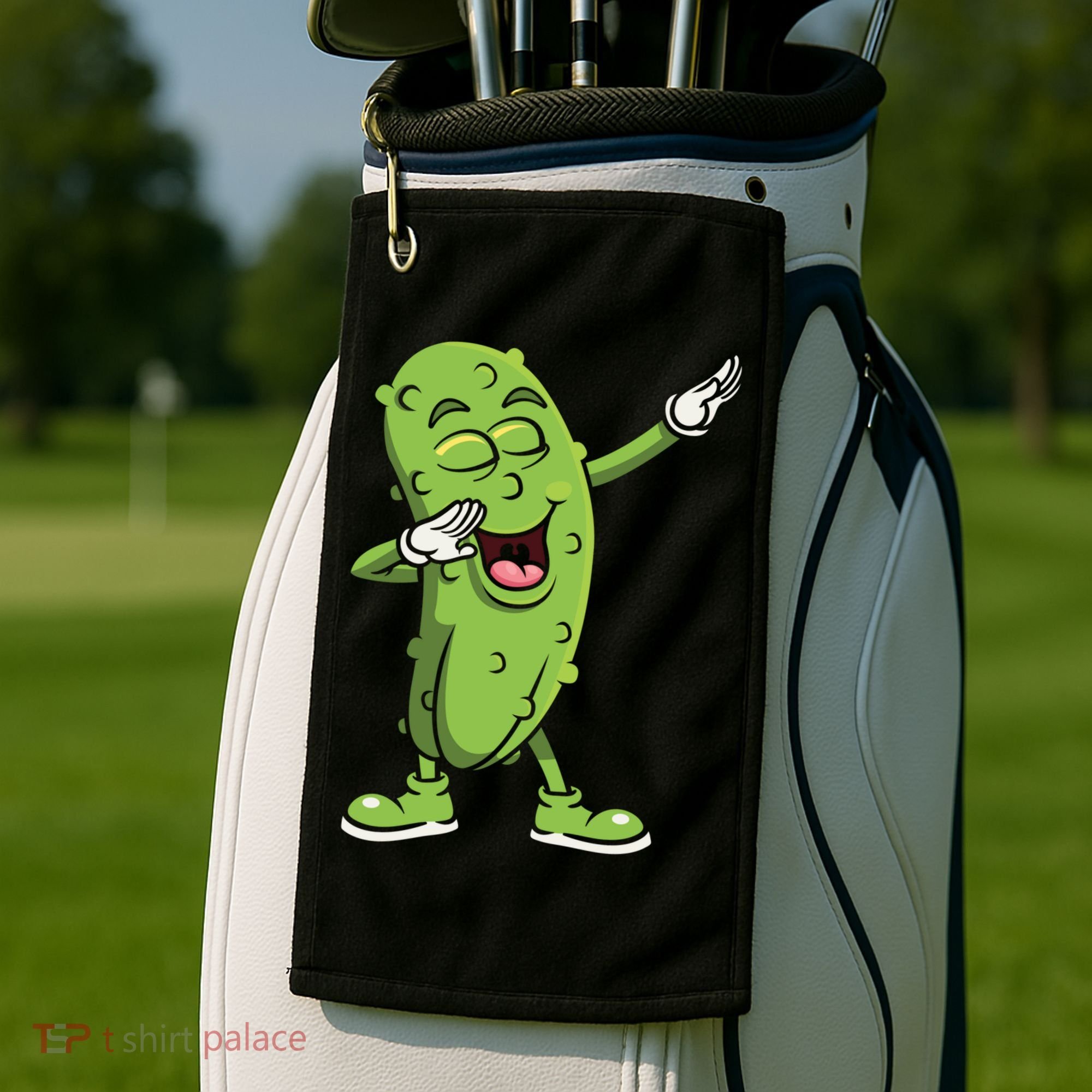 Dabbing Pickle Gift Cucumber Vegetarian Vegan Pickles Lover Gift Golf Towel