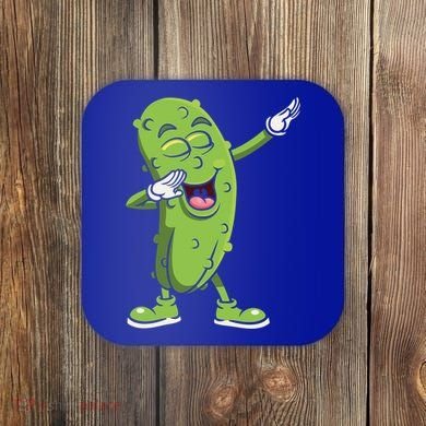Dabbing Pickle Gift Cucumber Vegetarian Vegan Pickles Lover Gift Coaster