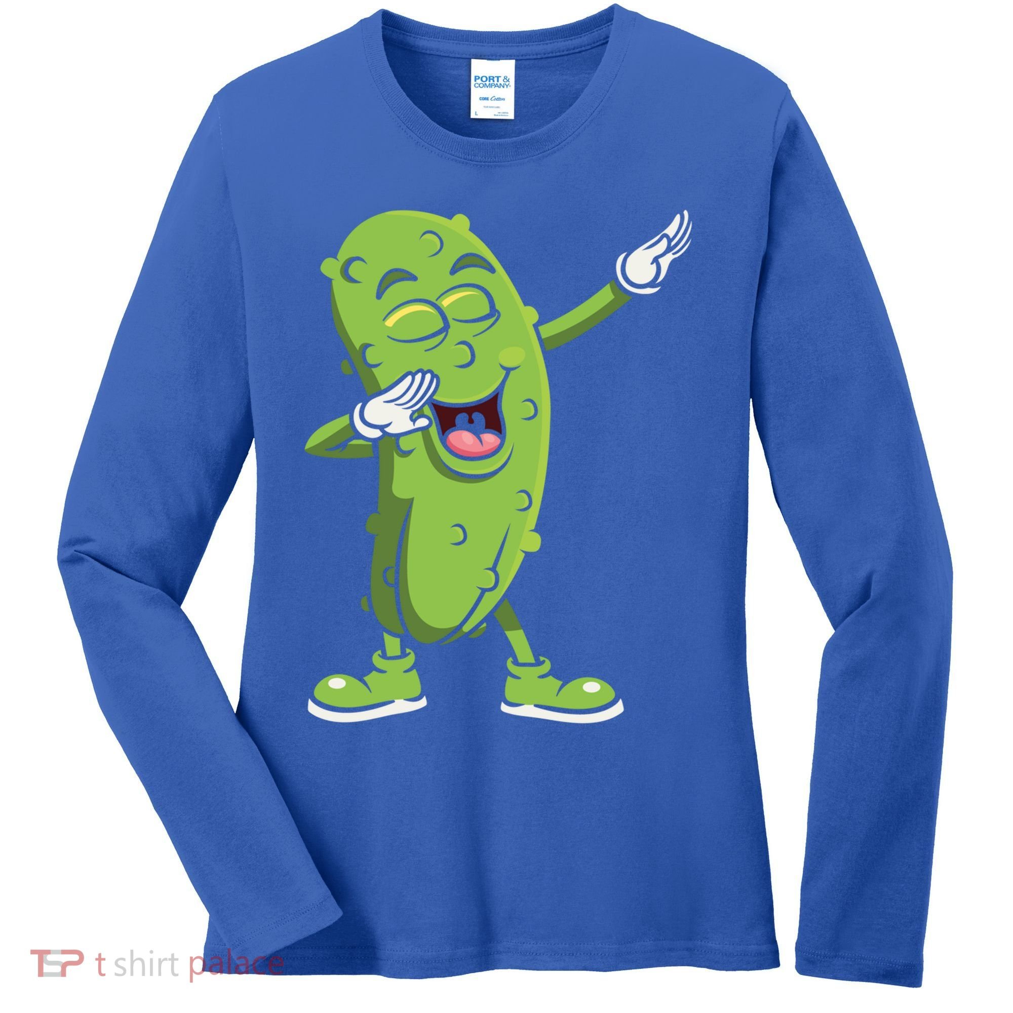 Dabbing Pickle Gift Cucumber Vegetarian Vegan Pickles Lover Gift Women's Long Sleeve Shirt