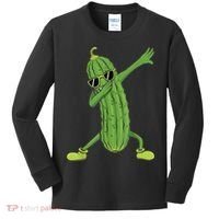 Dabbing Pickle Gift Dancing Cucumber Lover Funny Gifts Kids Long Sleeve Shirt thumb 0