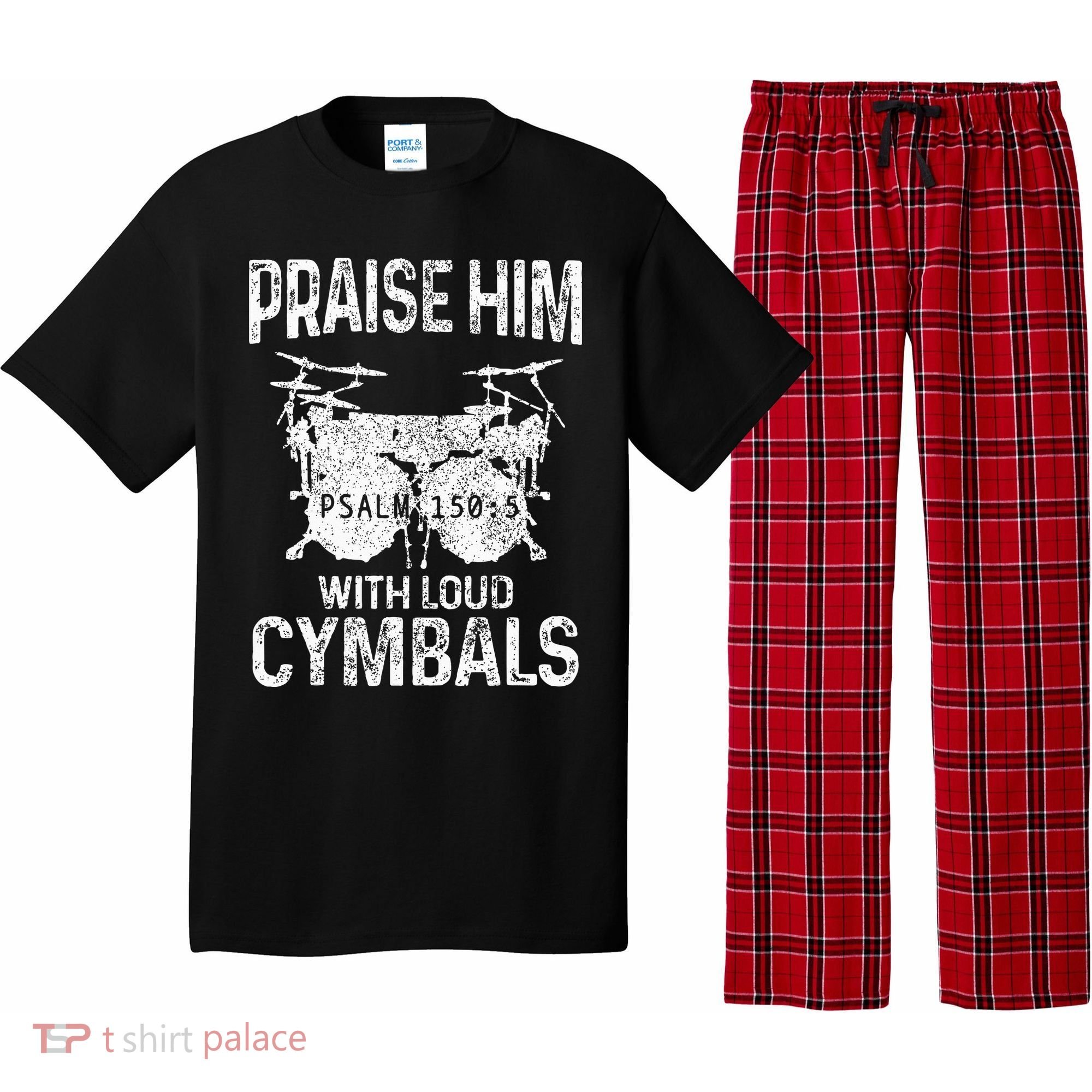 Drummer Praise Him With Loud Cymbals Drumming Christian Pajama Set