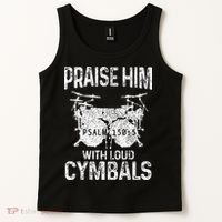 Drummer Praise Him With Loud Cymbals Drumming Christian Tank Top thumb 2