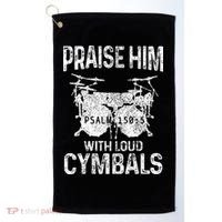 Drummer Praise Him With Loud Cymbals Drumming Christian Golf Towel thumb 0