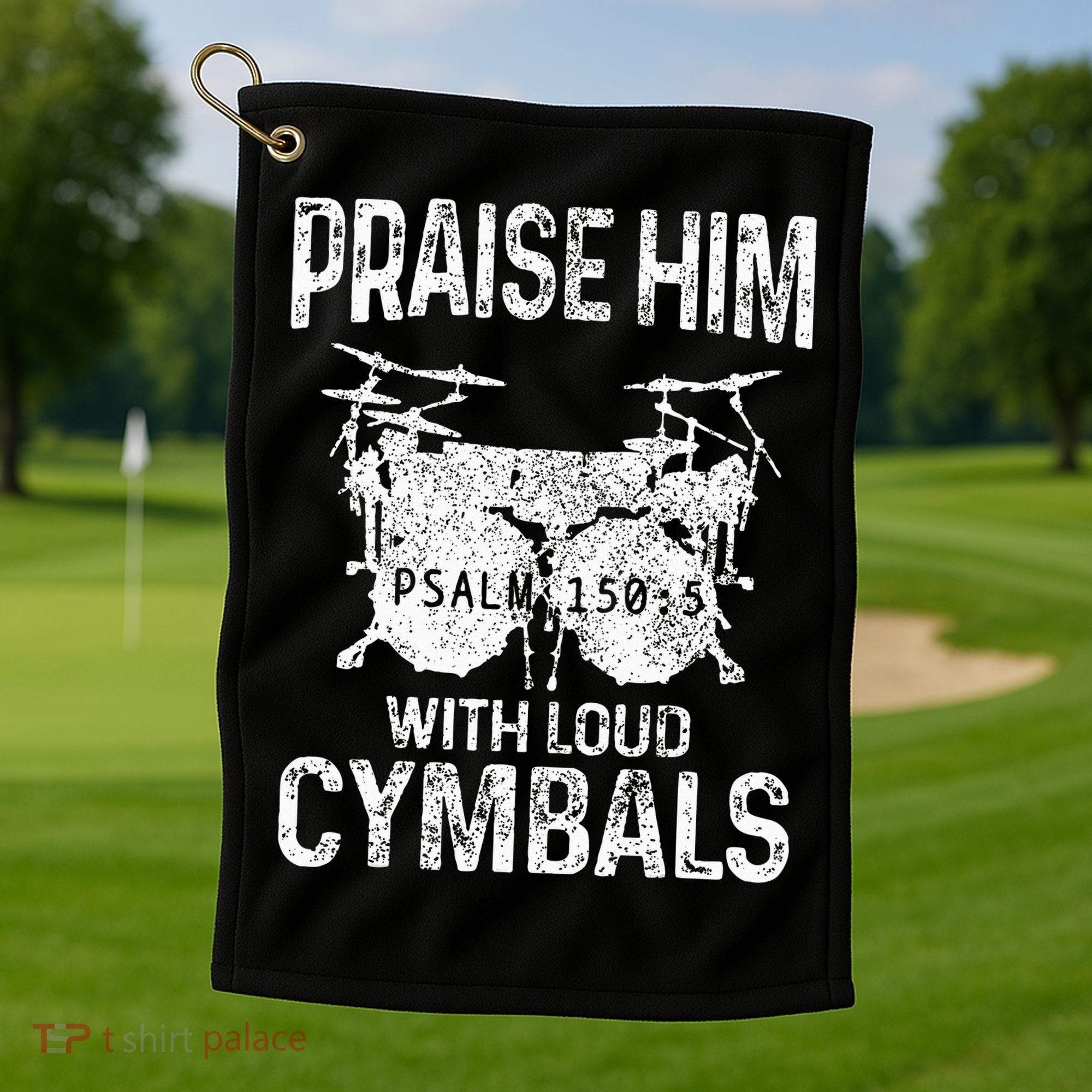 Drummer Praise Him With Loud Cymbals Drumming Christian Golf Towel