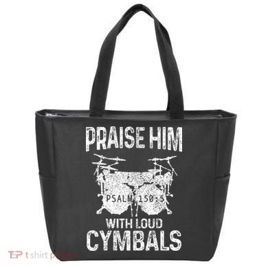 Drummer Praise Him With Loud Cymbals Drumming Christian Tote Bag