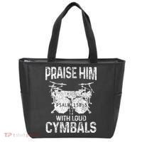 Drummer Praise Him With Loud Cymbals Drumming Christian Tote Bag thumb 0