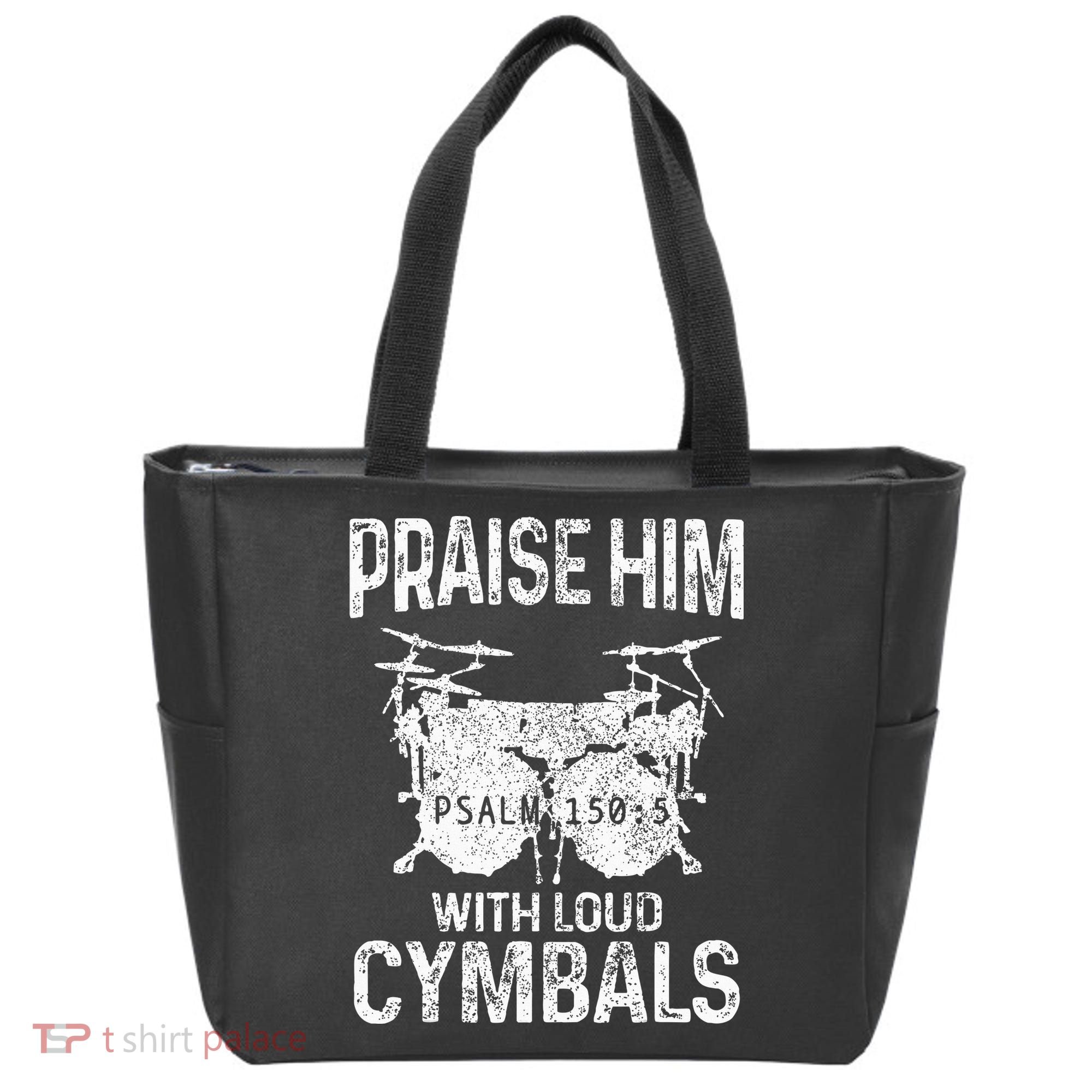 Drummer Praise Him With Loud Cymbals Drumming Christian Tote Bag