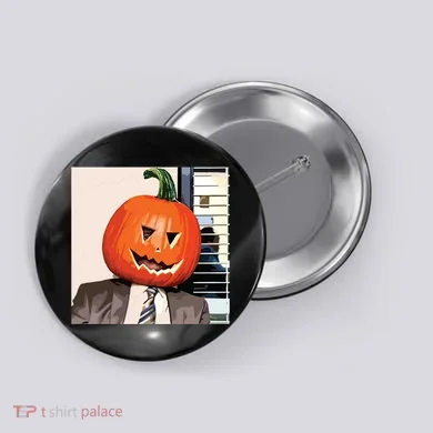 Dwight Pumpkin Head Button