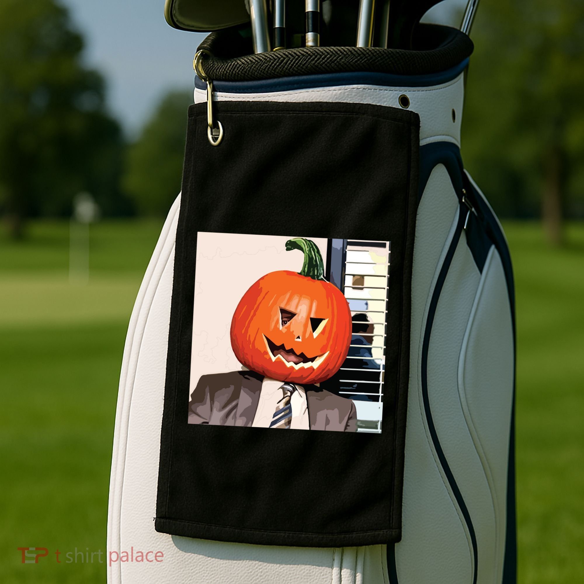 Dwight Pumpkin Head Golf Towel