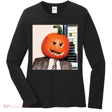 Dwight Pumpkin Head Women's Long Sleeve Shirt