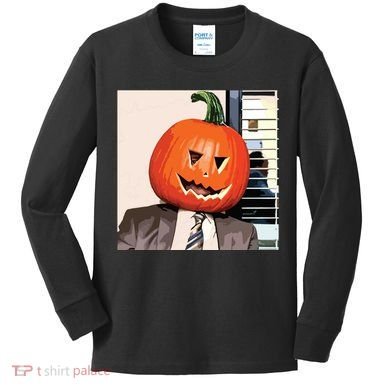 Dwight Pumpkin Head Kids Long Sleeve Shirt