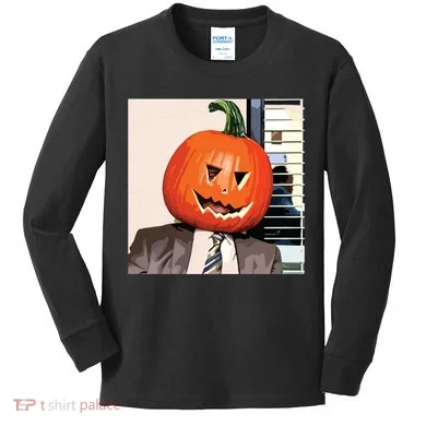 Dwight Pumpkin Head Kids Long Sleeve Shirt