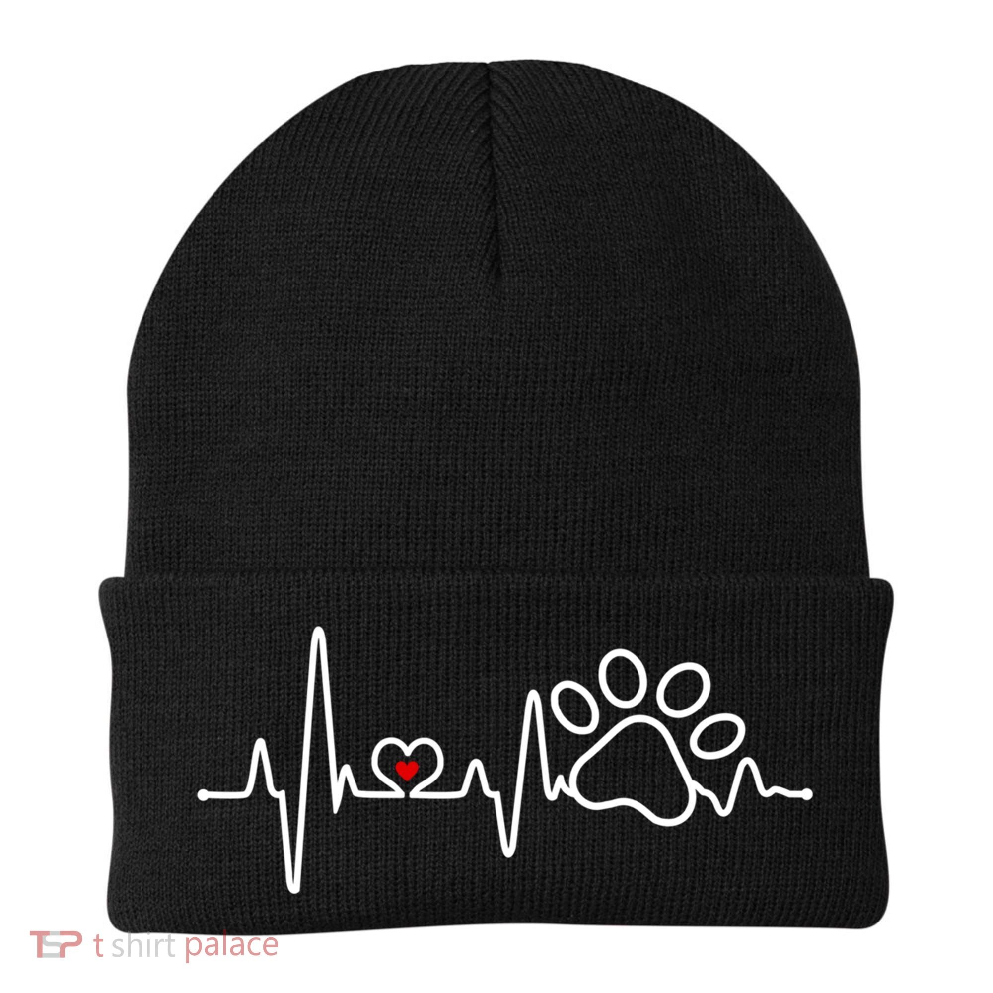 Dog Paw Heartbeat Clothing Cool Gift Dog Paw Gift Beanie