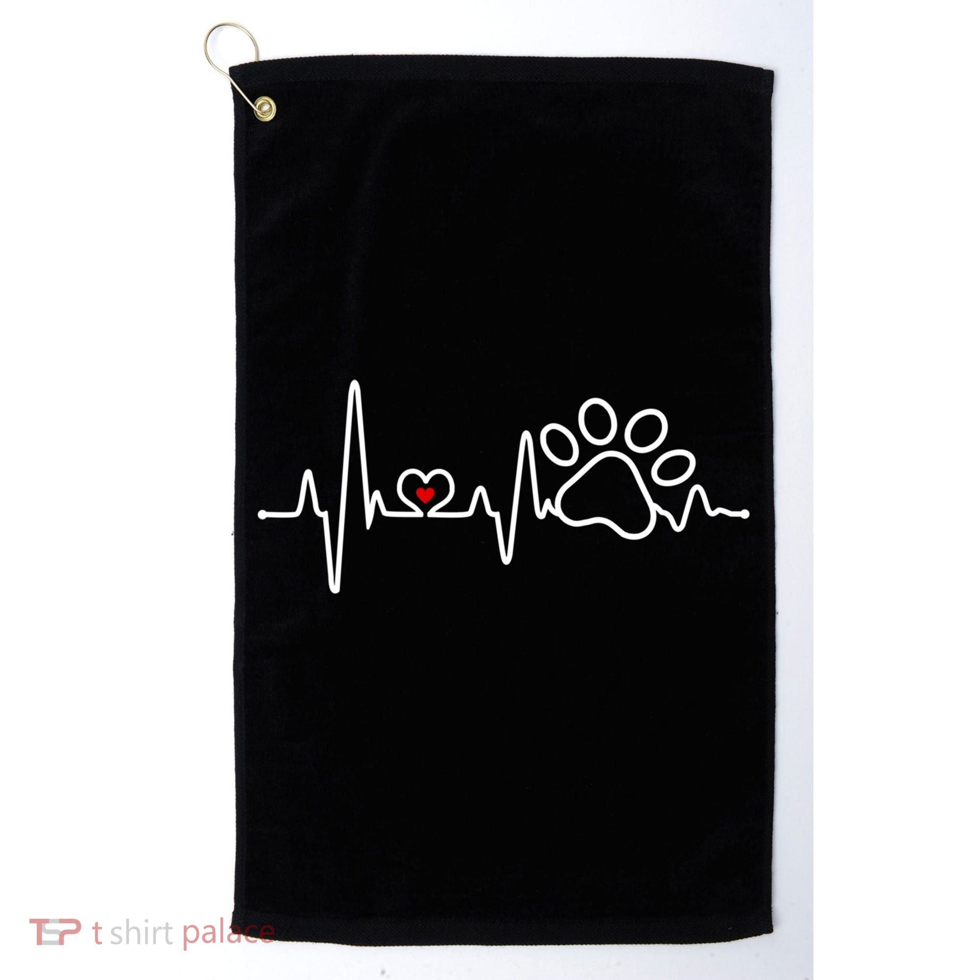 Dog Paw Heartbeat Clothing Cool Gift Dog Paw Gift Golf Towel