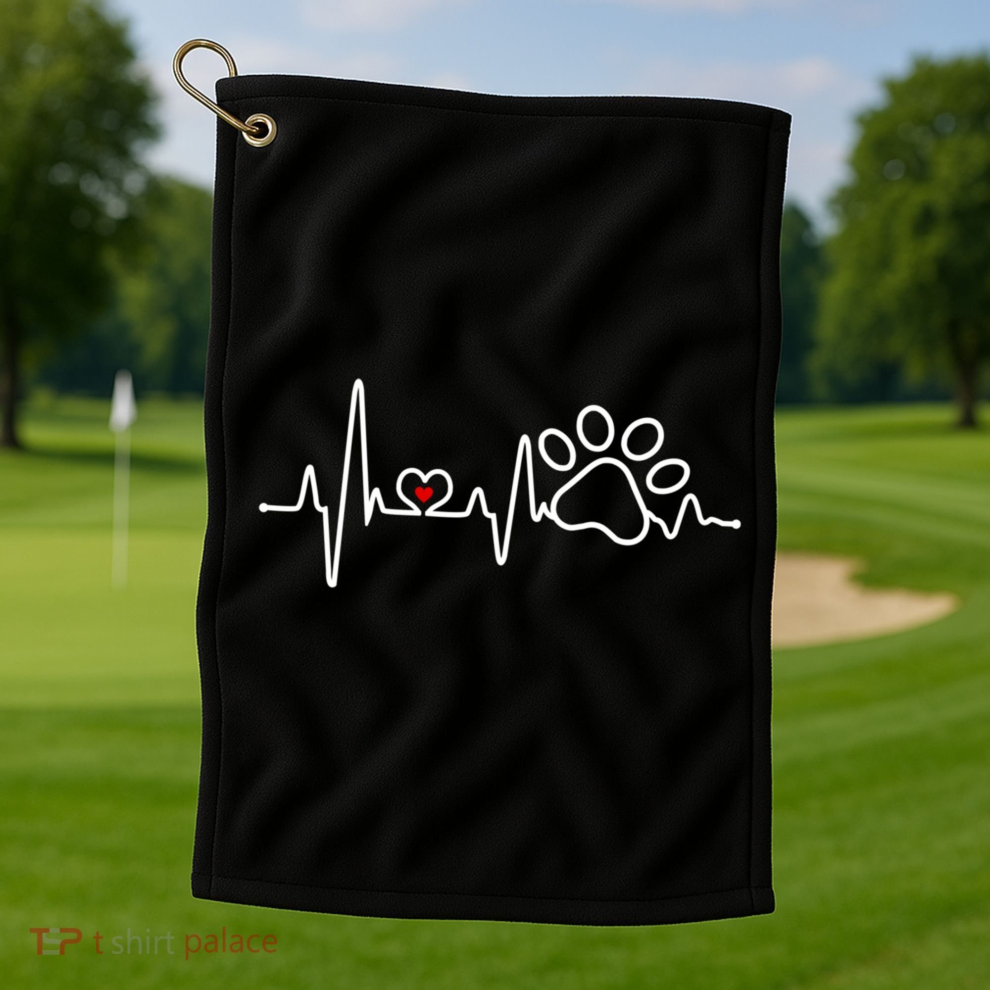 Dog Paw Heartbeat Clothing Cool Gift Dog Paw Gift Golf Towel