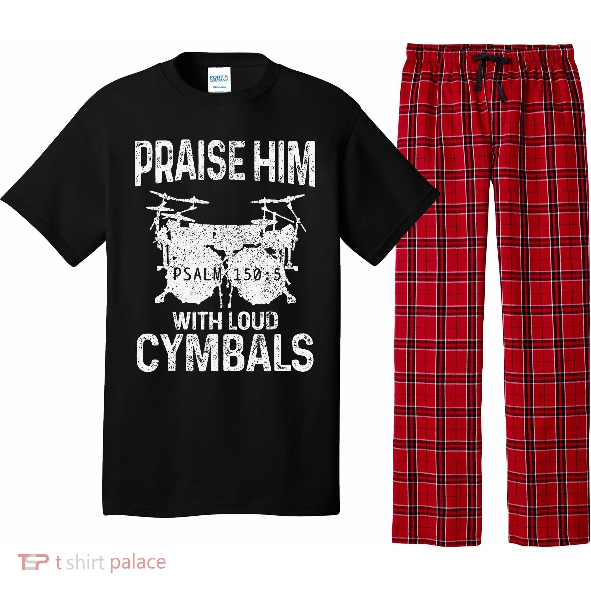 Drummer Praise Him With Loud Cymbals Drumming Christian Pajama Set