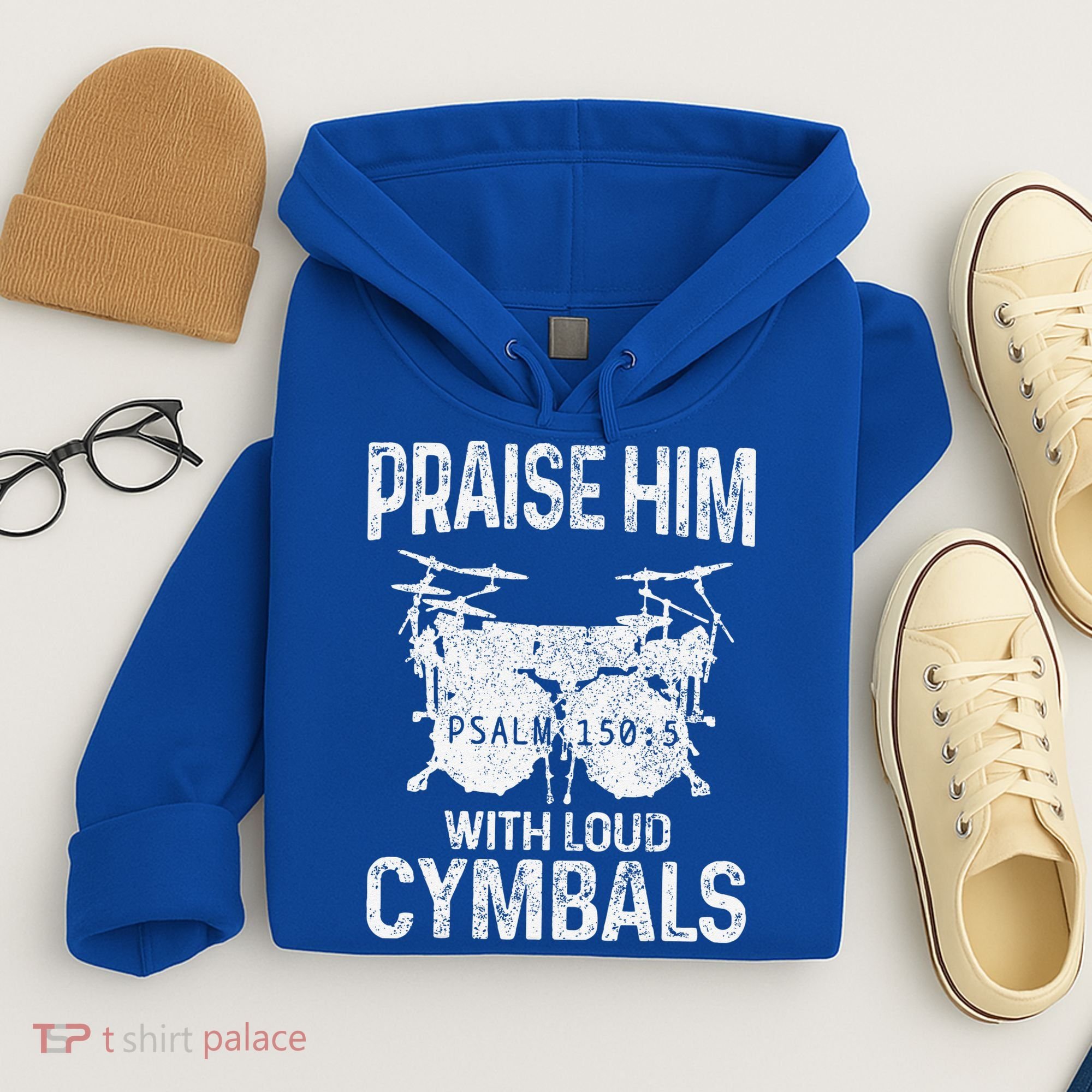 Drummer Praise Him With Loud Cymbals Drumming Christian Hoodie