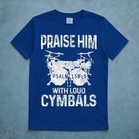 Drummer Praise Him With Loud Cymbals Drumming Christian T-Shirt thumb 5