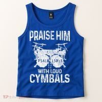 Drummer Praise Him With Loud Cymbals Drumming Christian Tank Top thumb 2