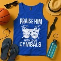 Drummer Praise Him With Loud Cymbals Drumming Christian Tank Top thumb 4
