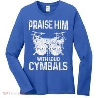 Drummer Praise Him With Loud Cymbals Drumming Christian Women's Long Sleeve Shirt thumb 0