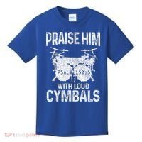 Drummer Praise Him With Loud Cymbals Drumming Christian Kids T-Shirt thumb 0