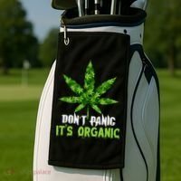 Don't Panic It's Organic Medical Marijuana Golf Towel thumb 2