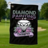 Diamond Painting Is My Therapy Diamond Painting Gifts Golf Towel thumb 1