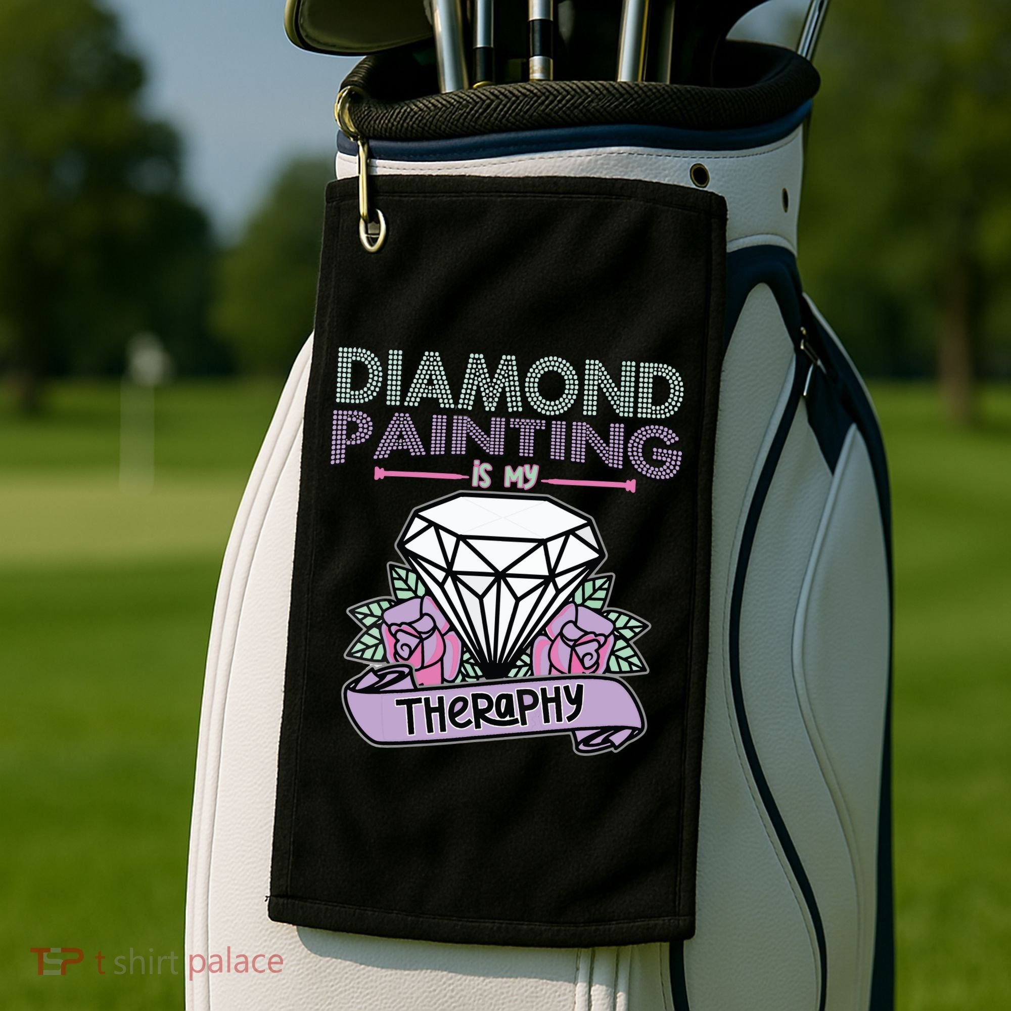 Diamond Painting Is My Therapy Diamond Painting Gifts Golf Towel