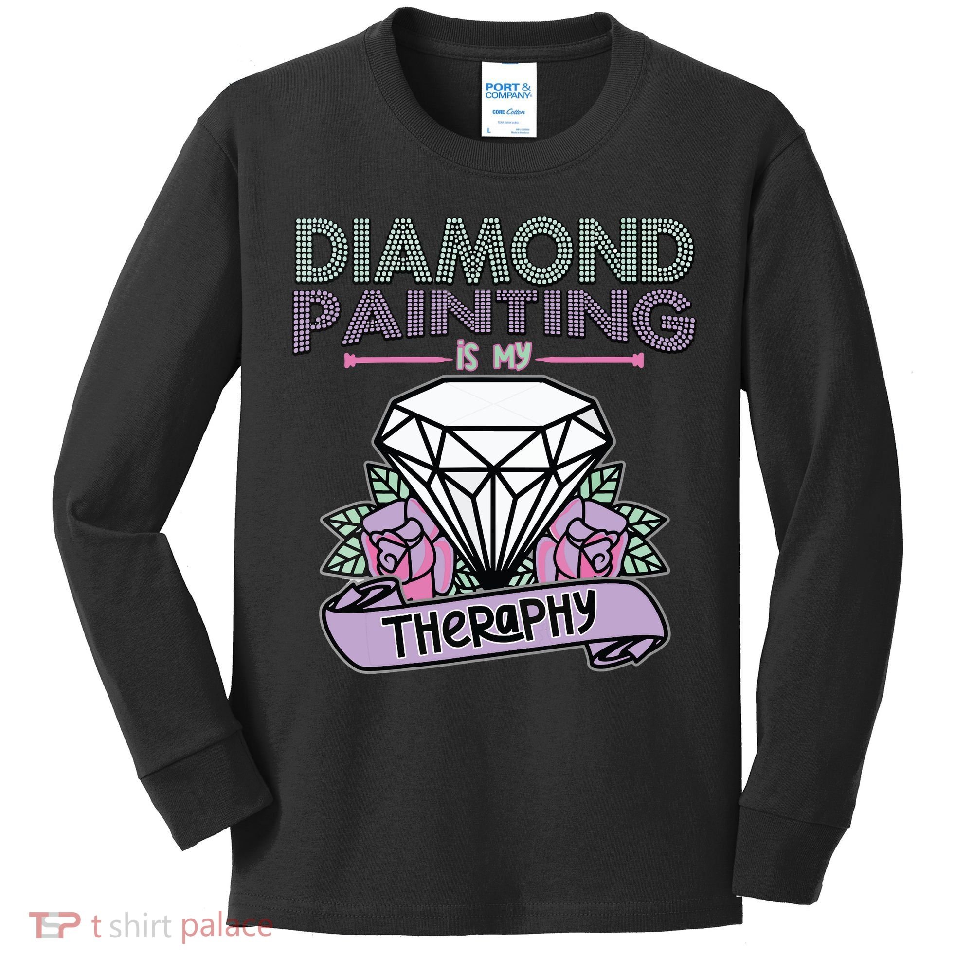 Diamond Painting Is My Therapy Diamond Painting Gifts Kids Long Sleeve Shirt