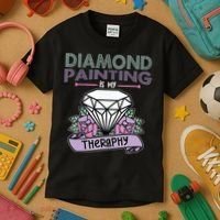 Diamond Painting Is My Therapy Diamond Painting Gifts Kids T-Shirt thumb 3