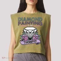 Diamond Painting Is My Therapy Diamond Painting Gifts Garment-Dyed Women's Muscle Tee thumb 2