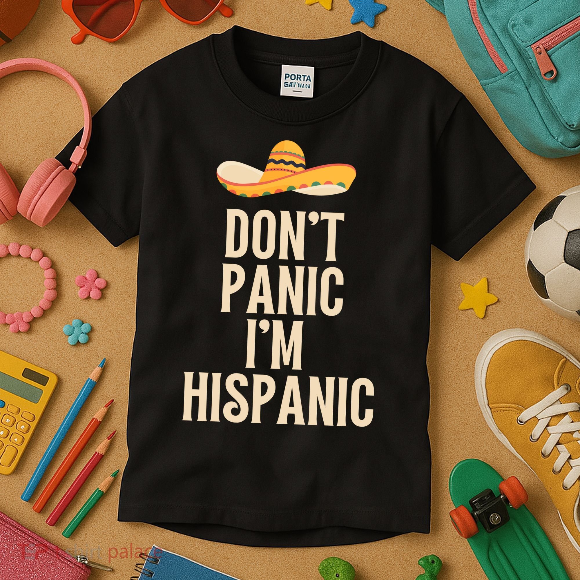 Dont Panic Im Hispanic Kids T-Shirt