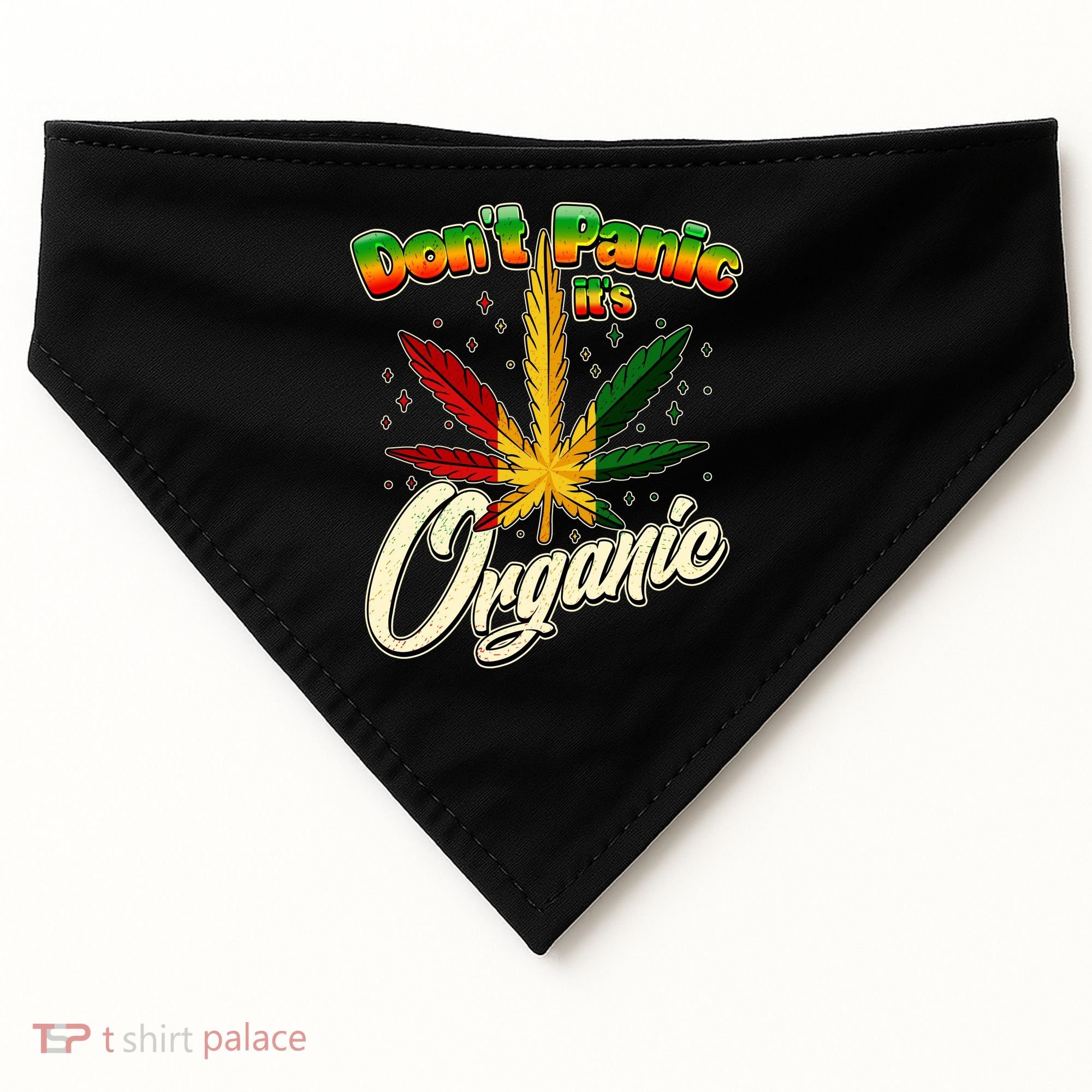 Dont Panic Its Organic Weed Marijuana USA-Made Doggie Bandana