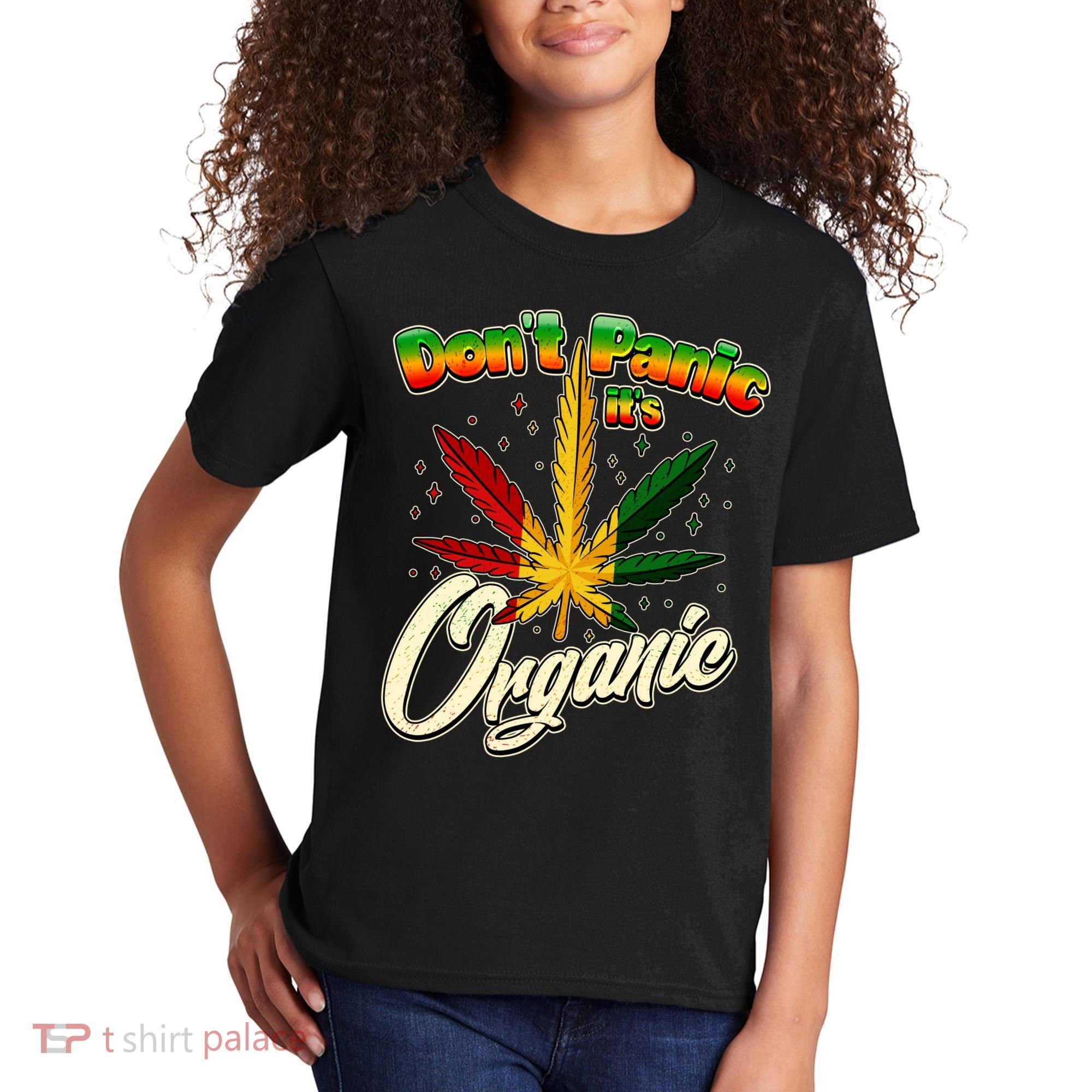 Dont Panic Its Organic Weed Marijuana Kids T-Shirt