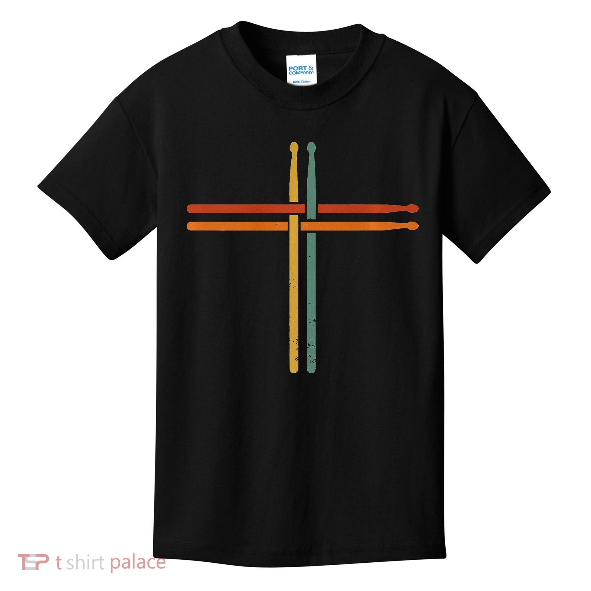 Drumming Percussion Jesus Christian Drummer Drum Stick Kids T-Shirt