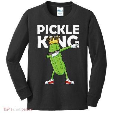 Dabbing Pickle King Cucumber Dab Funny Veggie Vegetarian Kids Long Sleeve Shirt