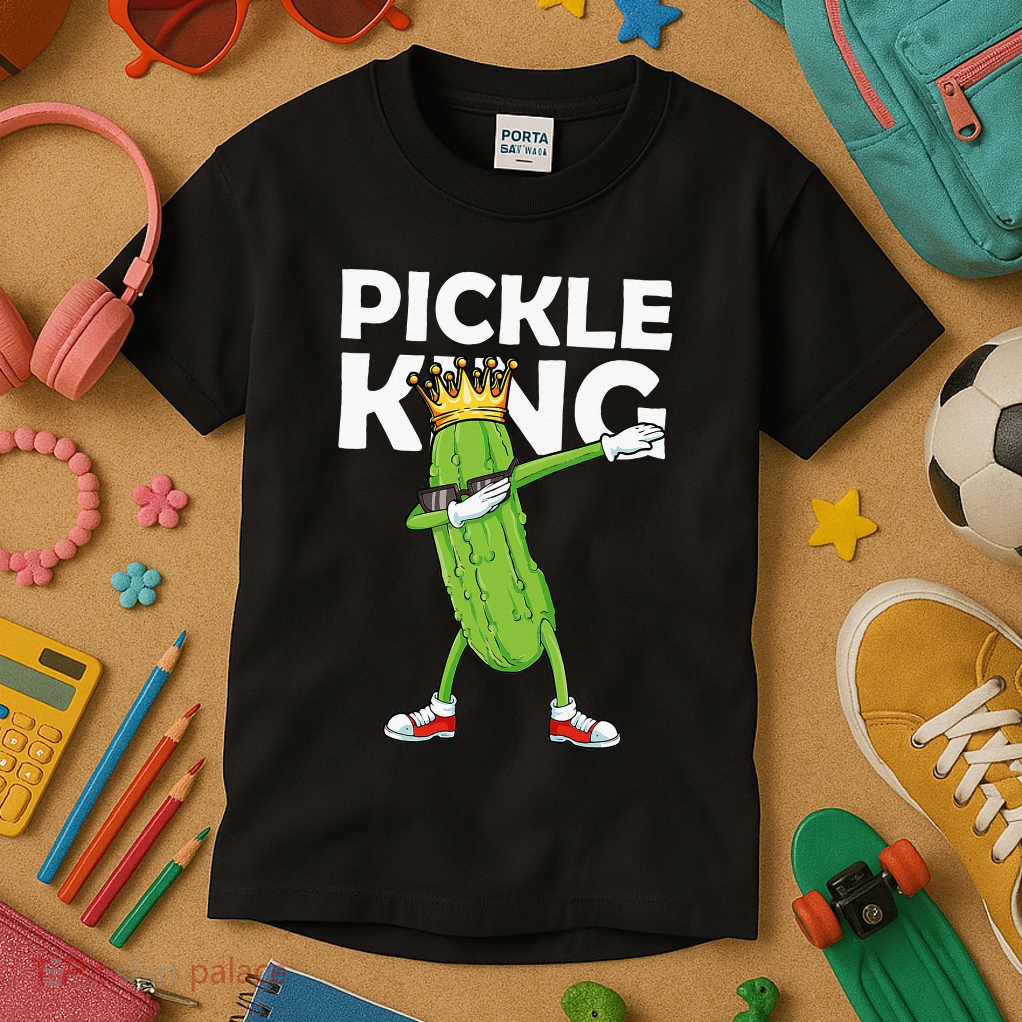 Dabbing Pickle King Cucumber Dab Funny Veggie Vegetarian Kids T-Shirt