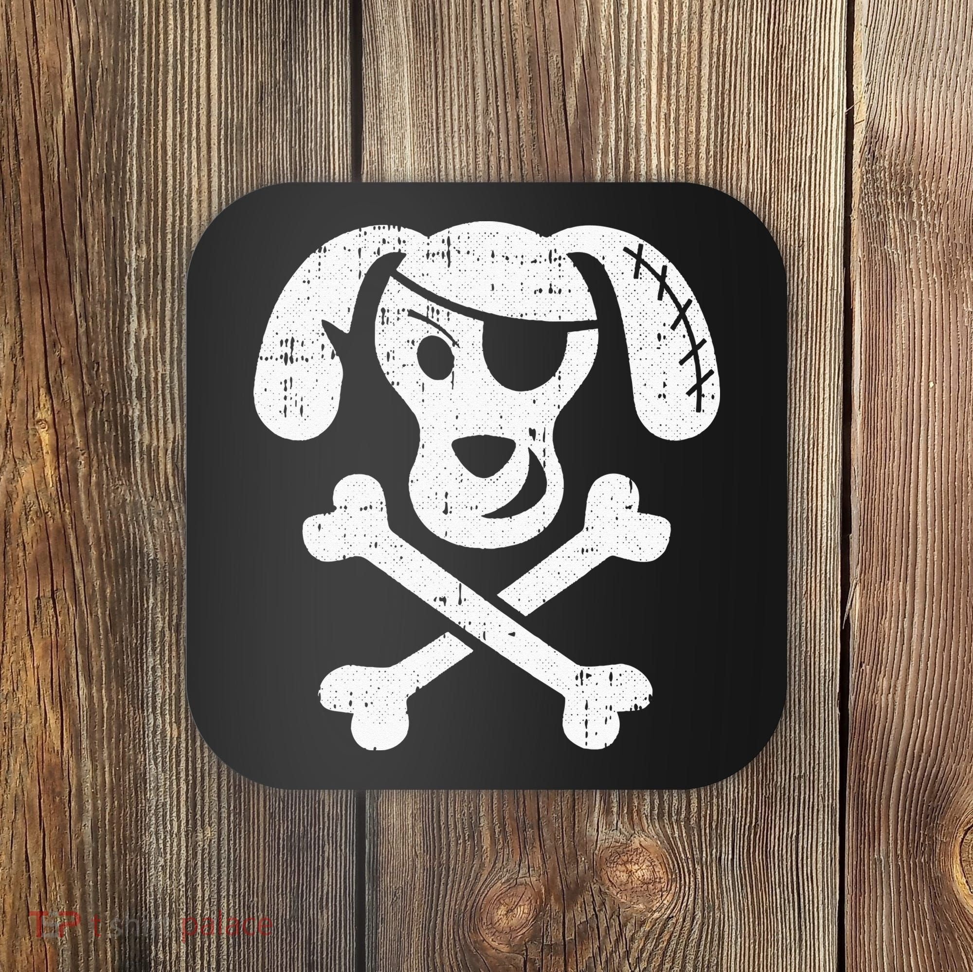 Dog Pirate Lazy Halloween Costume Puppy Skull Crossbones Coaster