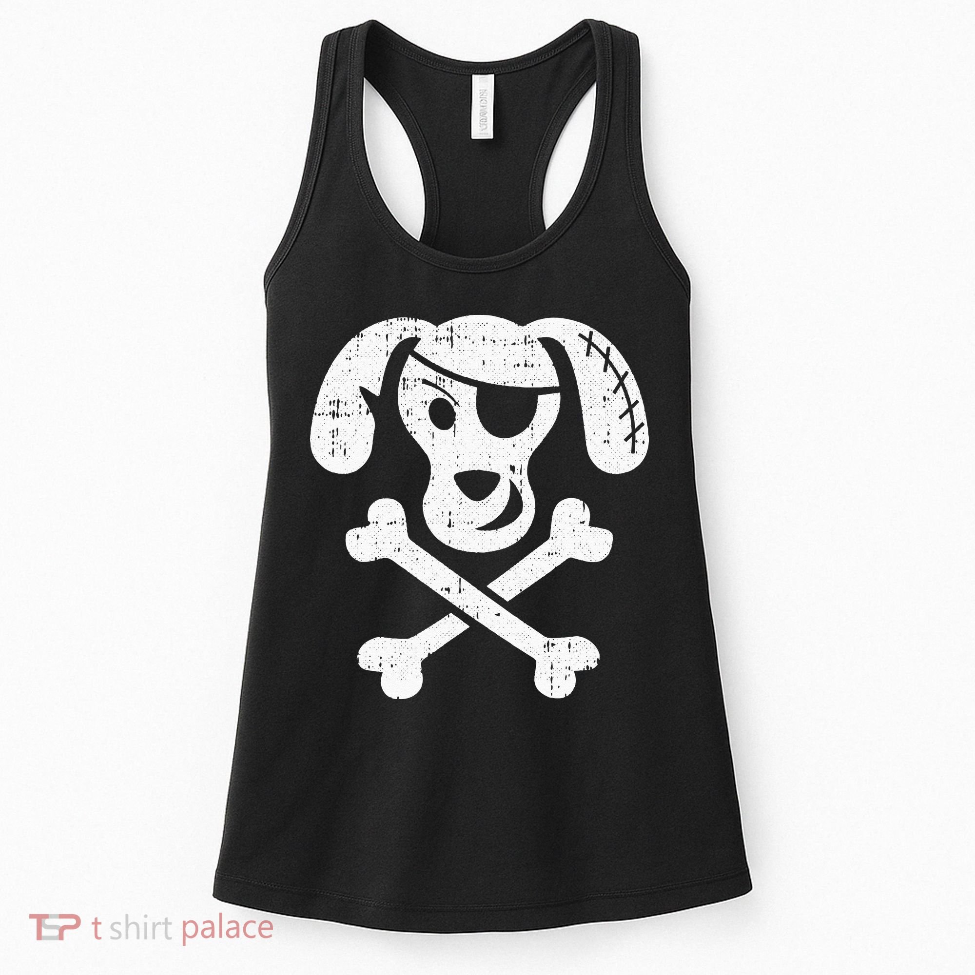 Dog Pirate Lazy Halloween Costume Puppy Skull Crossbones Women's Tank Top