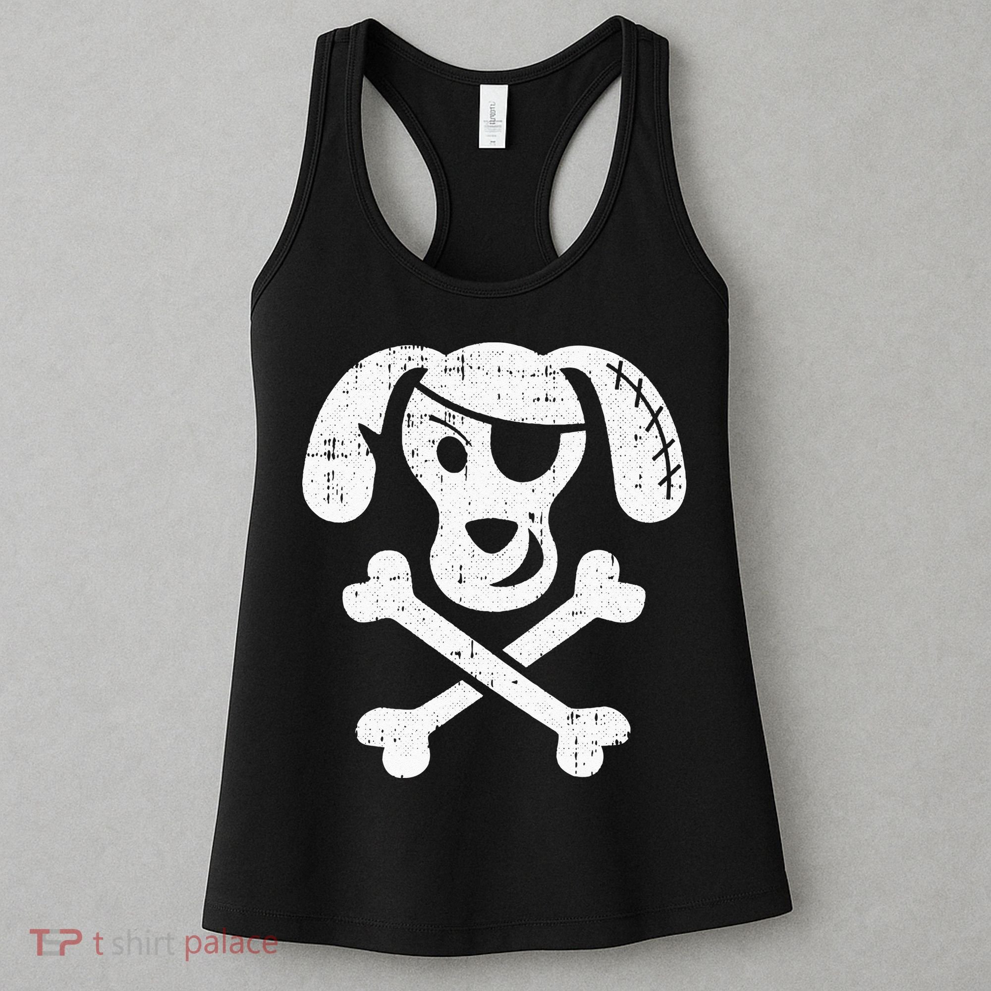 Dog Pirate Lazy Halloween Costume Puppy Skull Crossbones Women's Tank Top