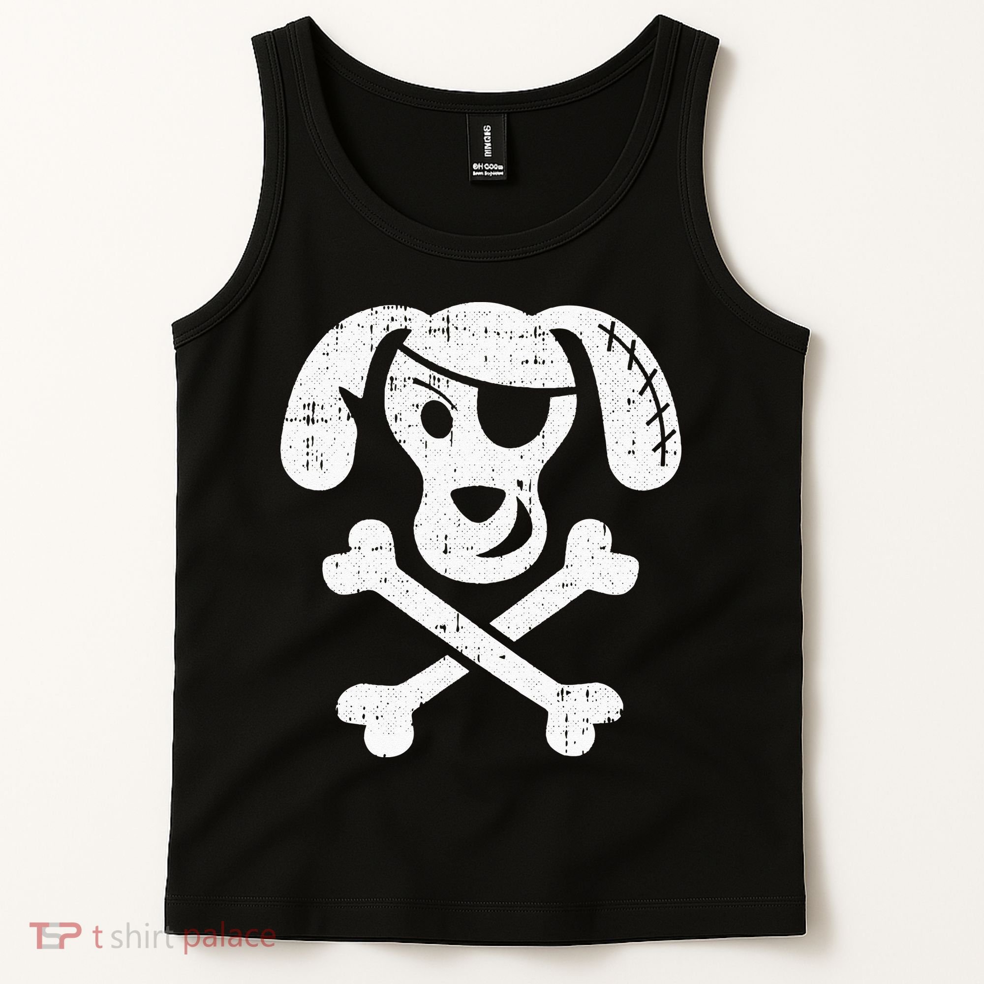 Dog Pirate Lazy Halloween Costume Puppy Skull Crossbones Tank Top