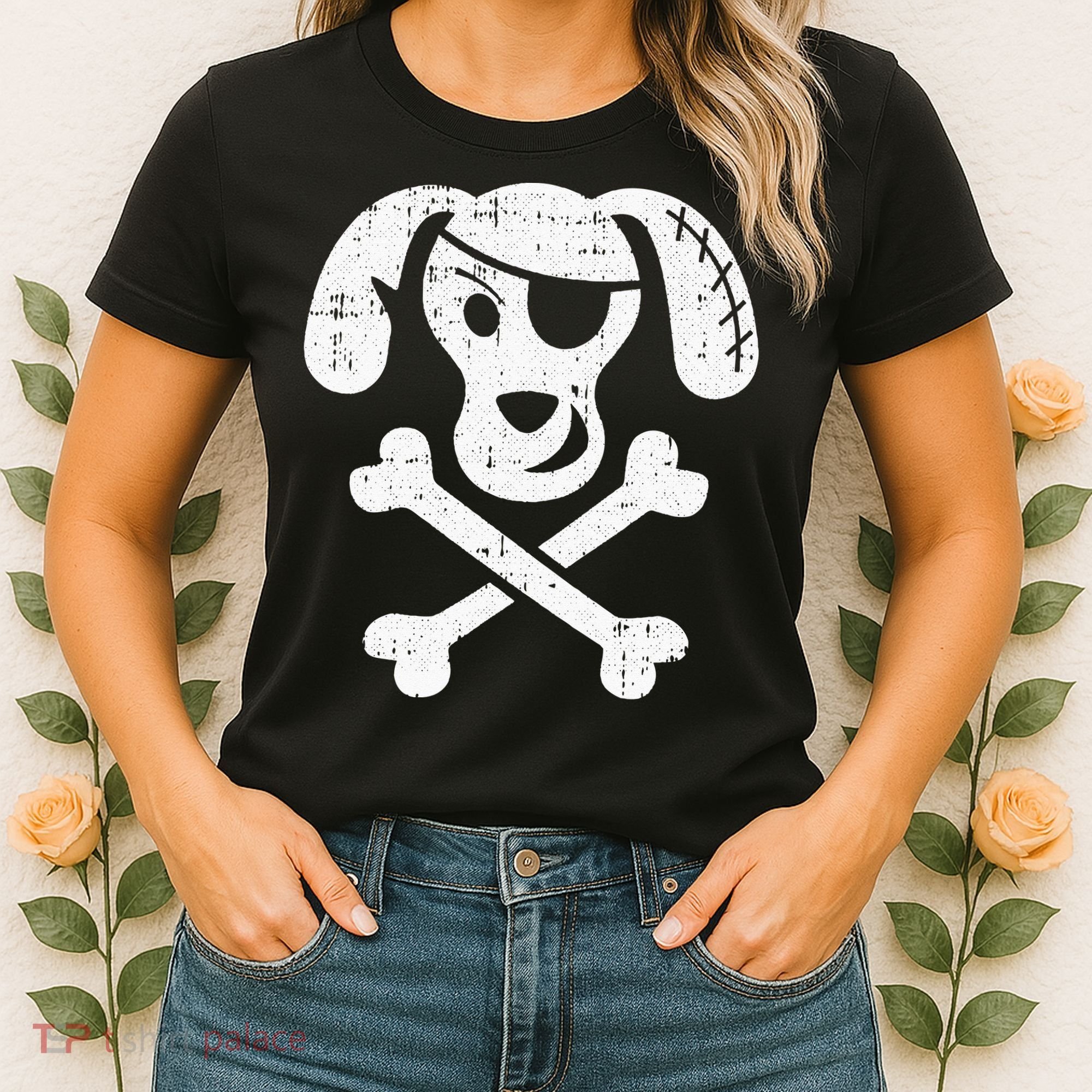 Dog Pirate Lazy Halloween Costume Puppy Skull Crossbones Women's T-Shirt