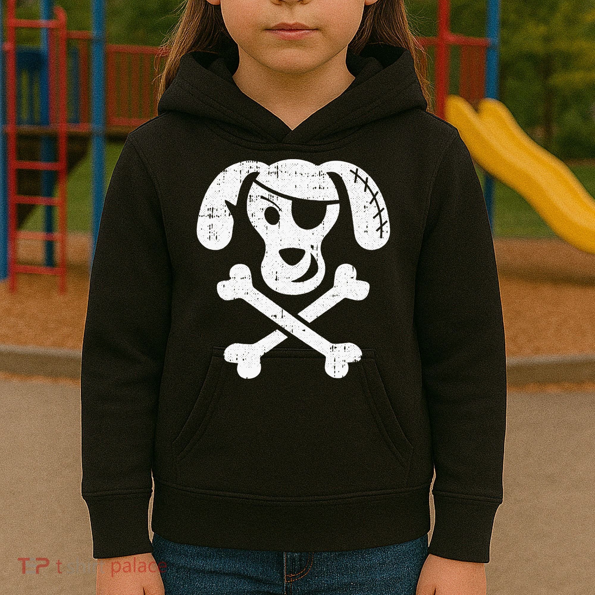 Dog Pirate Lazy Halloween Costume Puppy Skull Crossbones Kids Hoodie