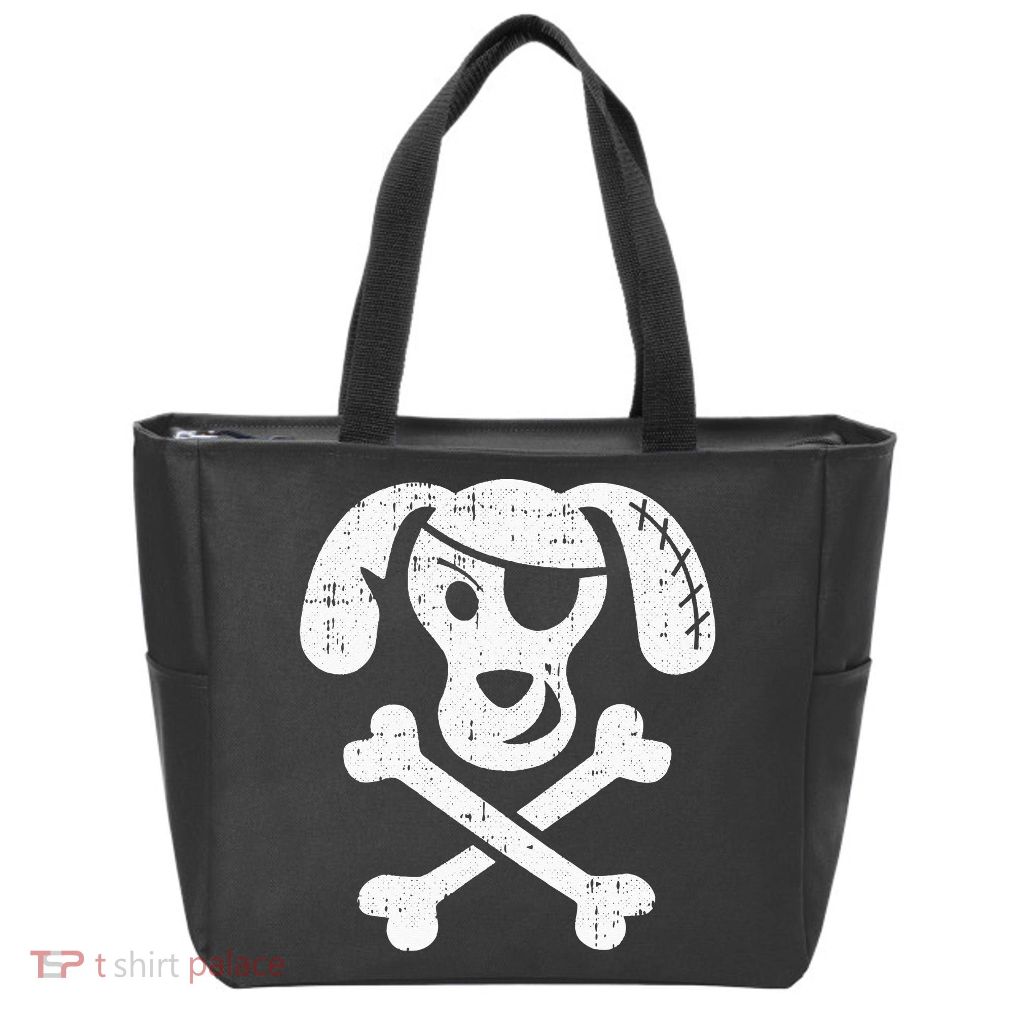 Dog Pirate Lazy Halloween Costume Puppy Skull Crossbones Tote Bag